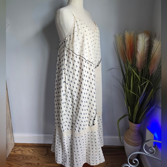 Zara New Ivory & Black Embroidred Eyelet Textured Patchwork Midi Dress SZ XXL - Picture 5 of 15